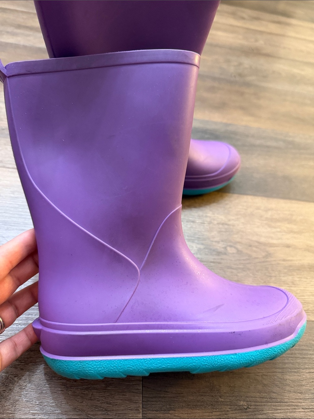 Cat & Jack Purple Rain Boots with Teal Sole